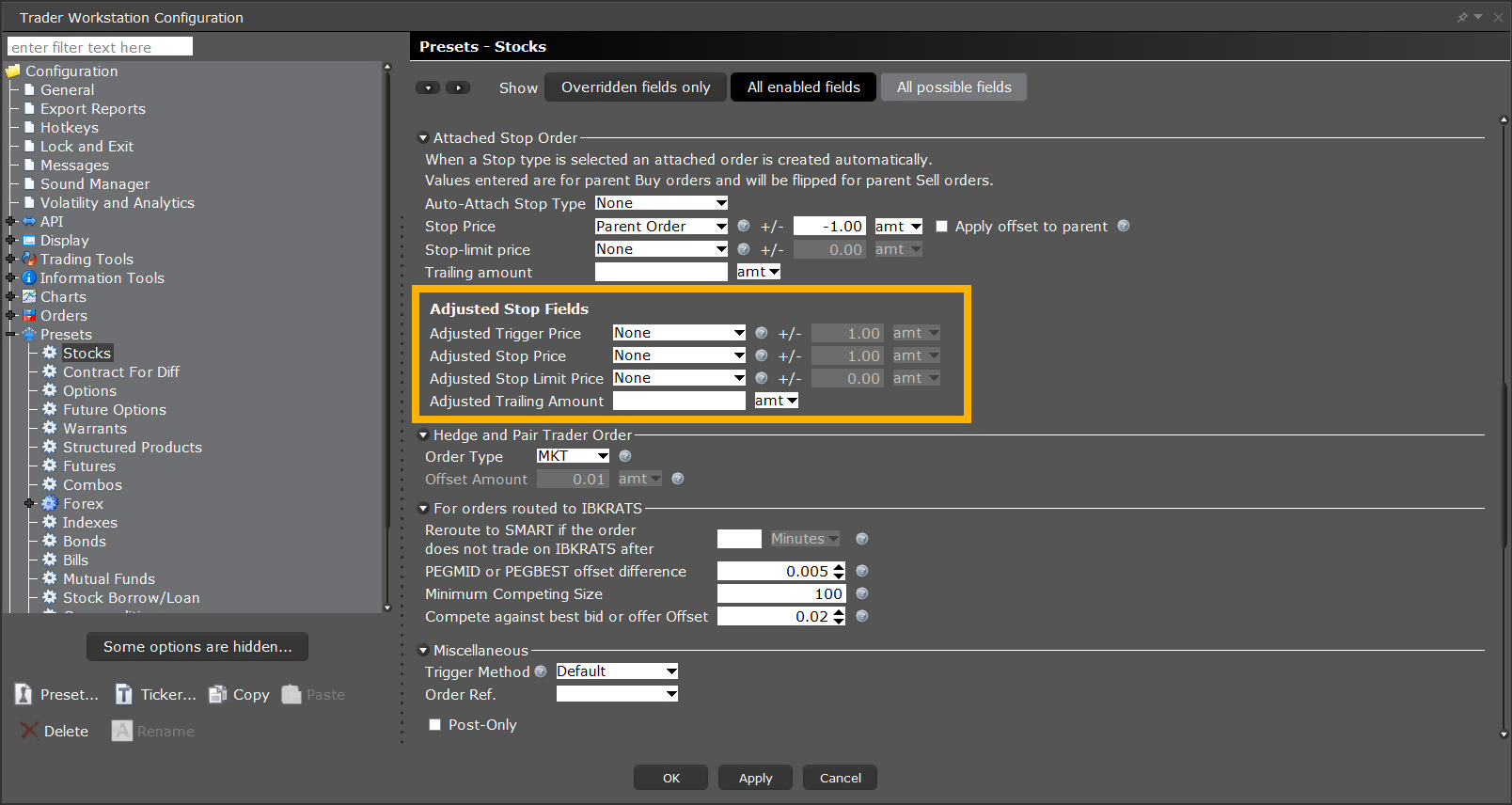 Adjustable Stop Order
