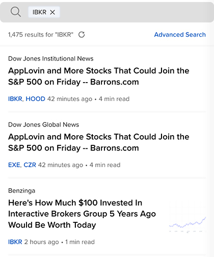 Client Panel IBKR News Feed