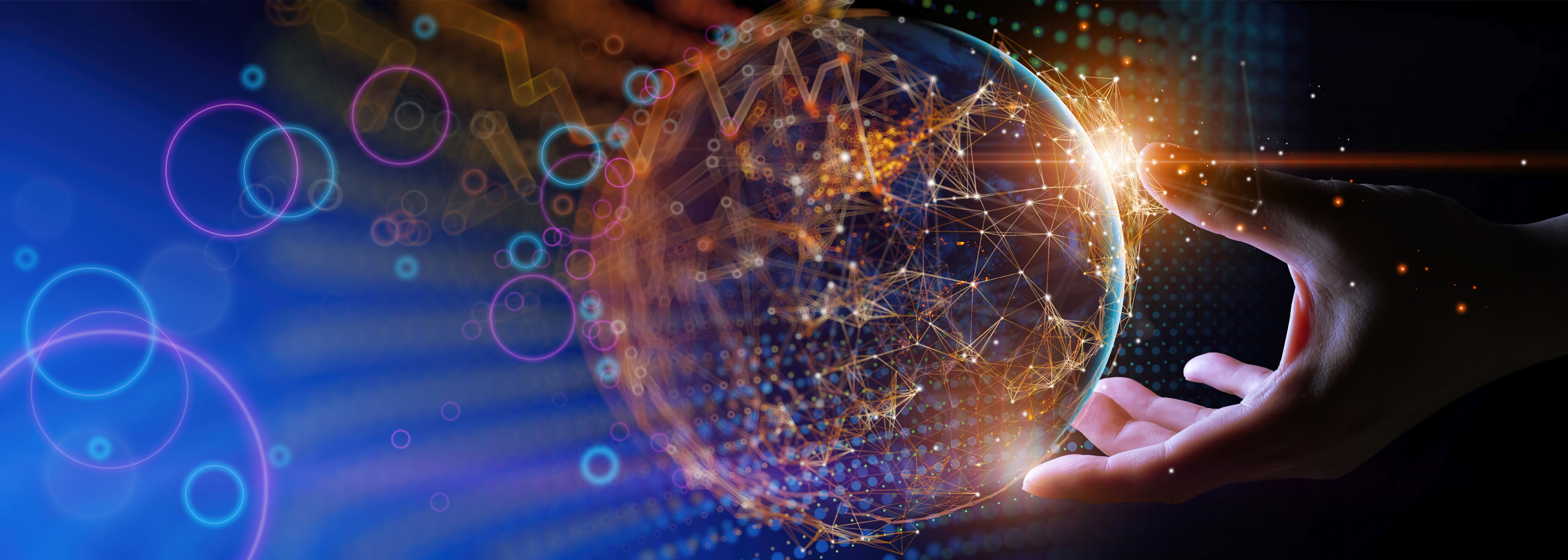 Hand reaching out to hold the world