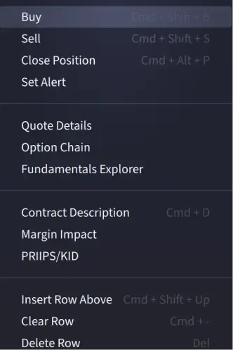 Clique na lista de observação doGFP  Desktop com o botão direito do mouse